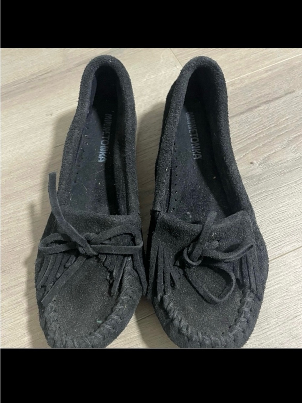Minnetonka Black Suede Slippers